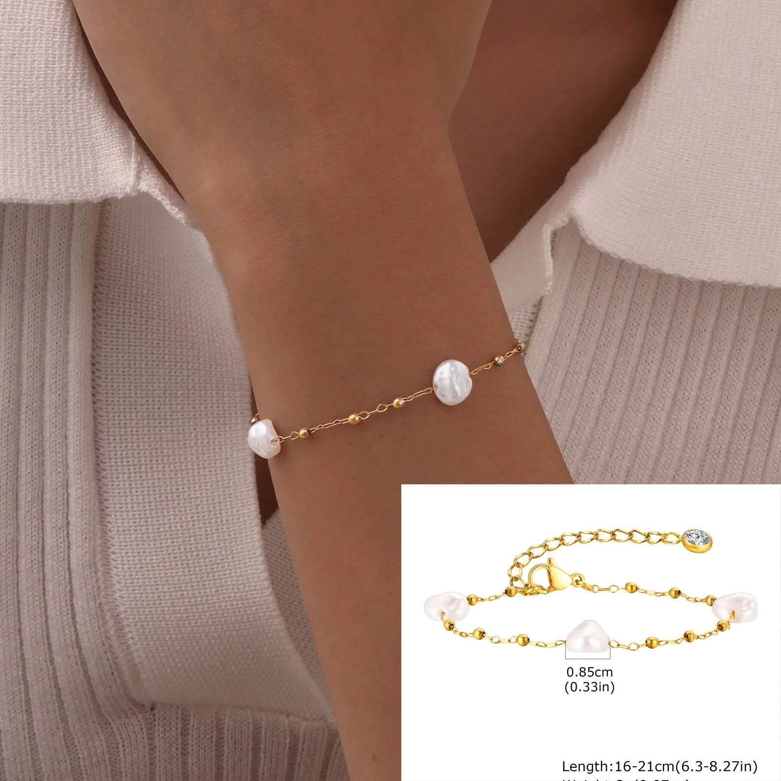 Tornozeleira Dourada com Pedras Barrocas – Charme Natural e Sofisticação Leve