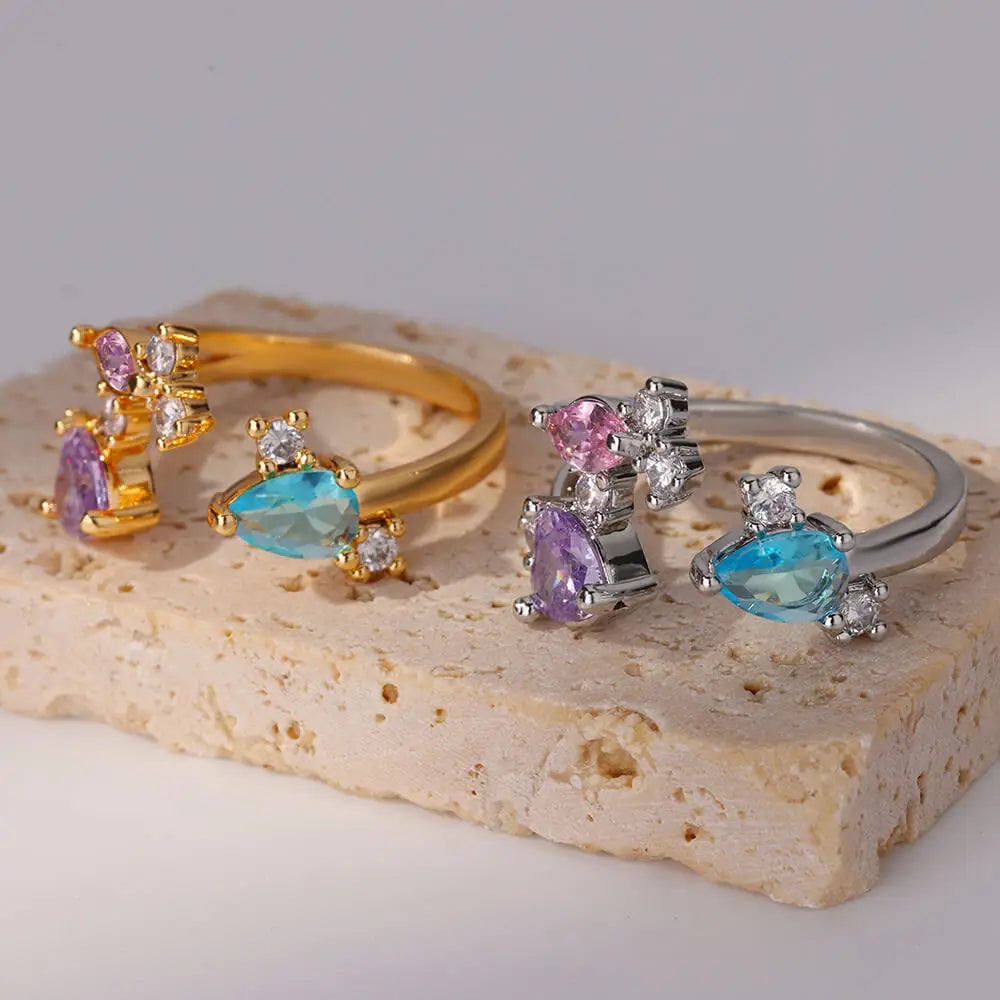 Anel em Pedras Coloridas – Sofisticação com Toque Moderno e Romântico