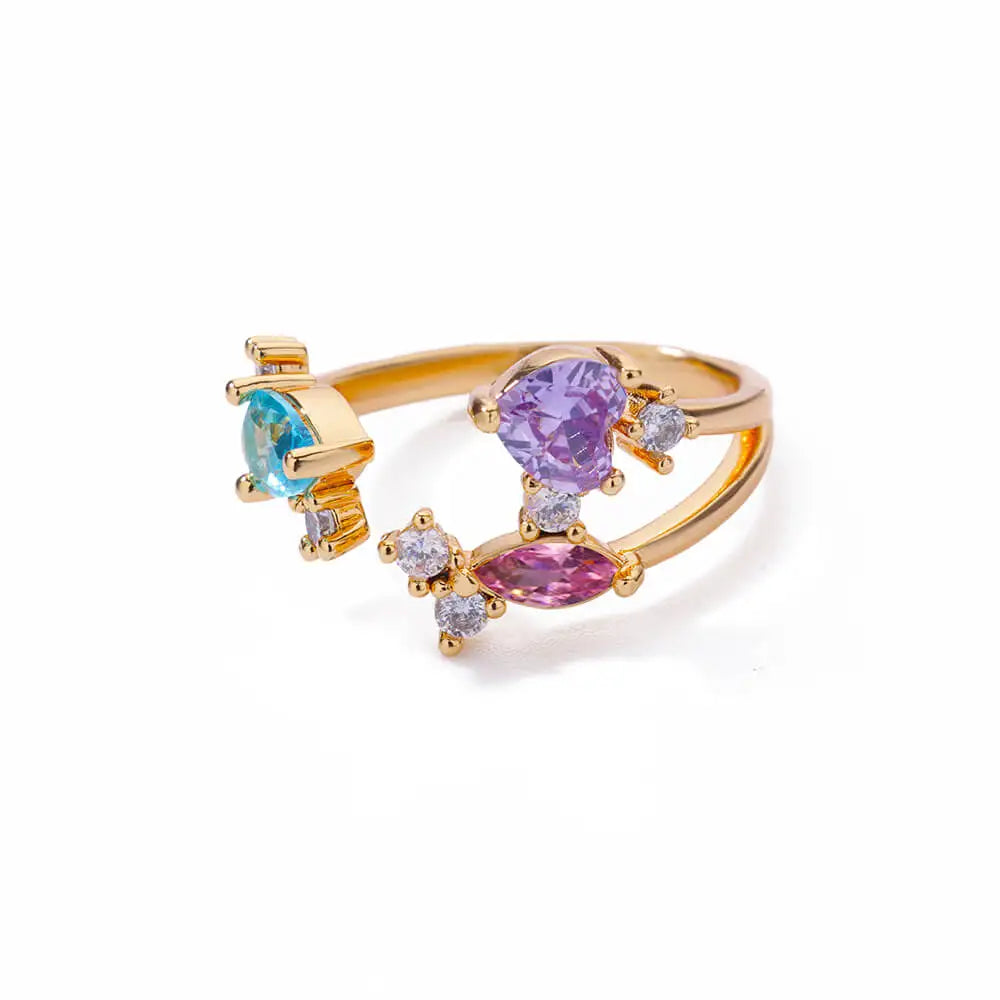 Anel em Pedras Coloridas – Sofisticação com Toque Moderno e Romântico