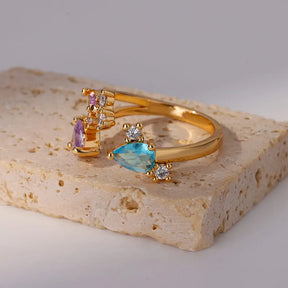 Anel em  Pedras Coloridas – Sofisticação com Toque Moderno e Romântico
