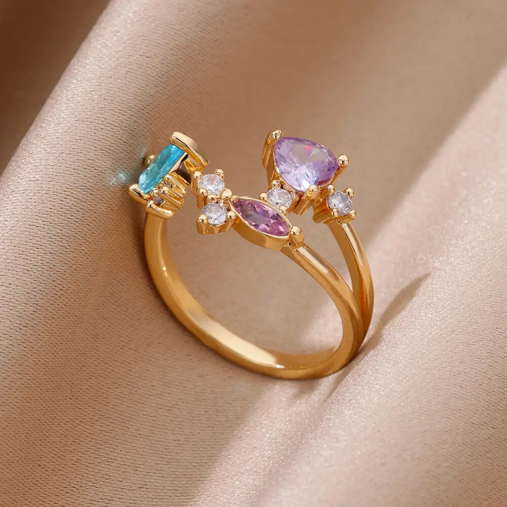 Anel em  Pedras Coloridas – Sofisticação com Toque Moderno e Romântico